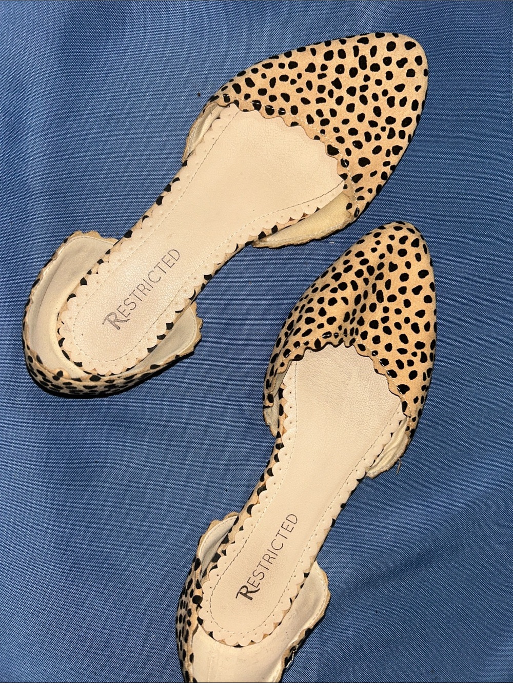 Restricted Beige Leopard-Print Pointed D'Orsay Flats